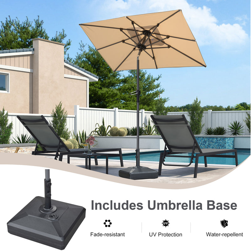 PURPLE LEAF Crank and Tilt Rectangular Outdoor Patio Market Umbrella with Base