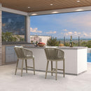 PURPLE LEAF Outdoor Bar Stools Patio Modern Aluminum Rattan High Back & Arms Bar Chairs with Removable Cushions and Pillows  for Outdoor or Indoor