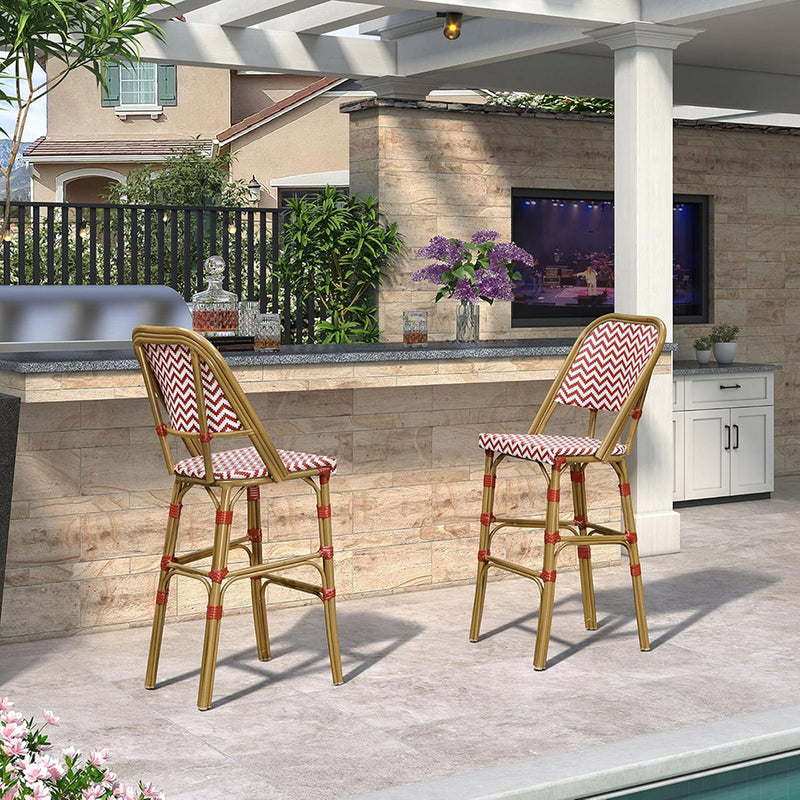 PURPLE LEAF French Bar Stool Set of 2 Outdoor Bar Patio Bar Height Stools Kitchen Counter Chair