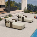 PURPLE LEAF Chaise Lounge Chair Modern Upholstered Outdoor Daybed with Armrest and Lumbar Pillow for Patio Poolside Sunbathing Deck