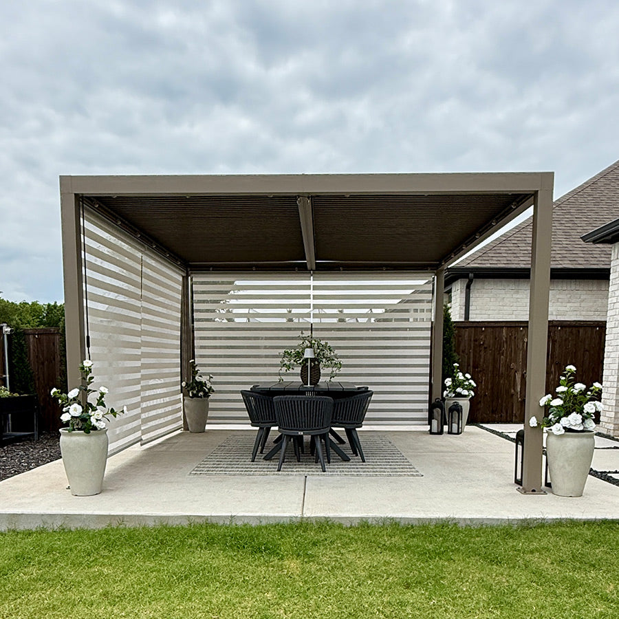 Adjustable Pergola with Louvered Roof | Modern White Design