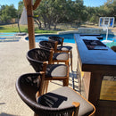 PURPLE LEAF Bar Stool Set of 2 Rattan Bar Stools Counter Stools with Back Metal Bar Height Stool Outdoor Bar Chair for Garden Kitchen