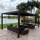 PURPLE LEAF Outdoor Louvered Pergola Adjustable Metal Roof Bronze Hardtop Gazebo Patio Pavilion