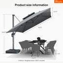 Clearance - PURPLE LEAF OPEN BOX SUNBRELLA Cantilever Umbrella Grey Aluminum Patio Umbrella