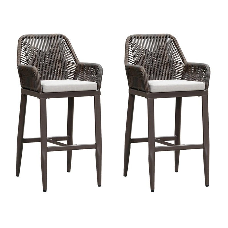 PURPLE LEAF Modern Bar Stools Set of 2, Aluminum Bar Stool with Cushion for Indoor and Outdoor, Kitchen Island