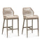 PURPLE LEAF Outdoor Bar Stool Set of 2,  Wicker Rattan Bar stools with Back Aluminum Outside Garden Patio Bar Chairs