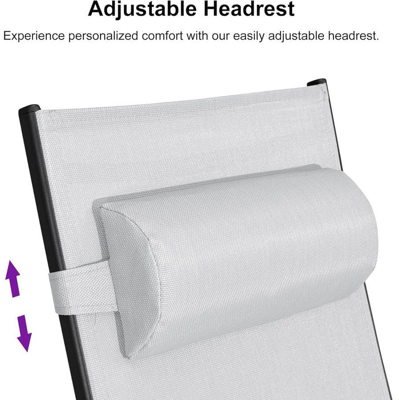 PURPLE LEAF Patio Chaise Lounge Set Outdoor Beach Pool Sunbathing Lawn Lounger Recliner Chair Outside Chairs with Side Table Included