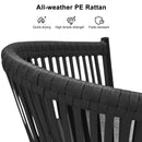 PURPLE LEAF Counter Stools, Bar Stools Set of 2 Rattan Bar Stools Wicker Bar Chairs Woven Aluminum Barstools with Back and Cushions