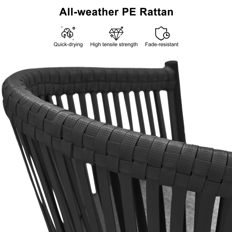 PURPLE LEAF Counter Stools, Bar Stools Set of 2 Rattan Bar Stools Wicker Bar Chairs Woven Aluminum Barstools with Back and Cushions