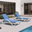 PURPLE LEAF Patio Chaise Lounge Plastic Pool Outdoor Lounge Chair with Aluminum Frame Stackable Patio Tanning Chairs for Poolside Sunbathing Beach Deck Yard