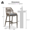 Clearance - PURPLE LEAF Patio Sunbrella Bar Stools Rattan Bar Aluminum Bar Stool Outdoor Barstools with Back and Cushion for Garden Kitchen Island
