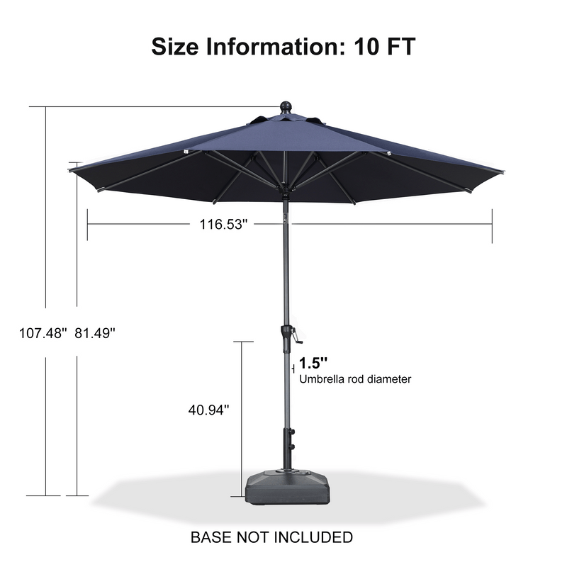 PURPLE LEAF Crank and Tilt Table Umbrella Outdoor Patio Market Umbrella with Visible Hand Crank System