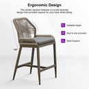 Clearance - PURPLE LEAF Patio Sunbrella Bar Stools Rattan Bar Aluminum Bar Stool Outdoor Barstools with Back and Cushion for Garden Kitchen Island