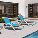 PURPLE LEAF Patio Chaise Lounge Plastic Pool Outdoor Lounge Chair with Aluminum Frame Stackable Patio Tanning Chairs for Poolside Sunbathing Beach Deck Yard