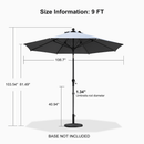 PURPLE LEAF Crank and Tilt Table Umbrella Outdoor Patio Market Umbrella with Visible Hand Crank System