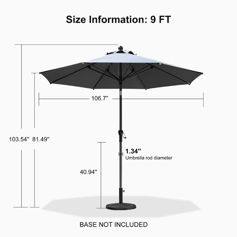 PURPLE LEAF Crank and Tilt Table Umbrella Outdoor Patio Market Umbrella with Visible Hand Crank System