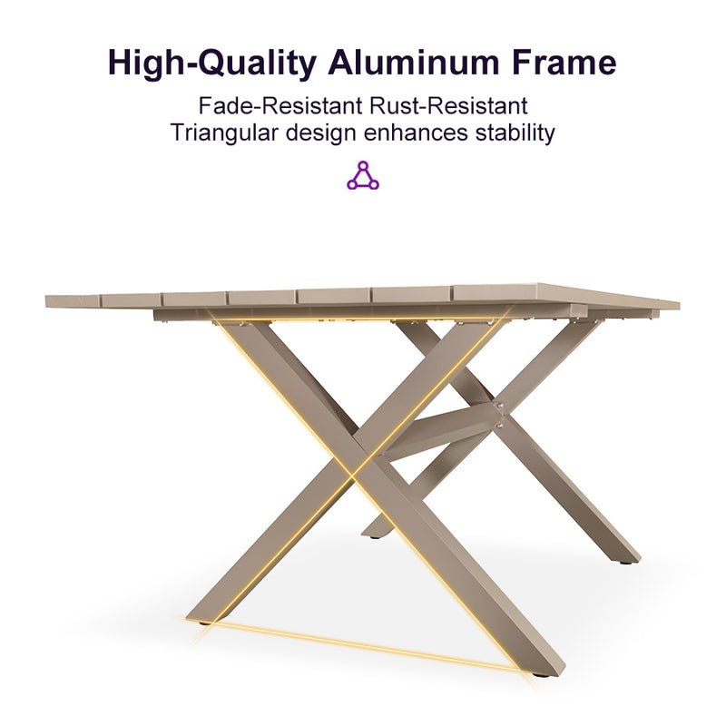 PURPLE LEAF 7/9/11 Pieces Outdoor Dining Set with Aluminium Table and Rattan Chairs, Champagne