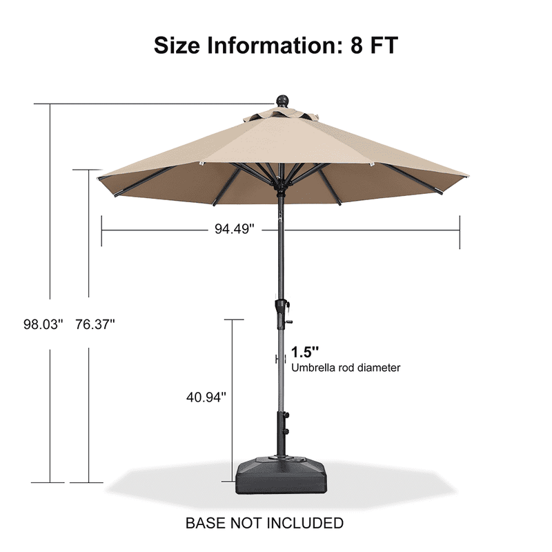 PURPLE LEAF Crank and Tilt Table Umbrella Outdoor Patio Market Umbrella with Visible Hand Crank System