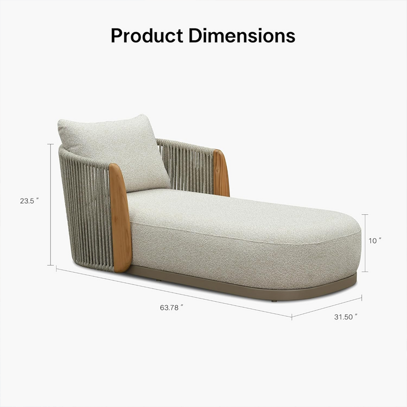 PURPLE LEAF Olefin Patio Chaise Lounge Chair , Upholstered Pool Lounge Chairs for Outdoor with Teak Armresfor Deck, Pool, Lawn, Garden, Courtyard, Porch, Khaki