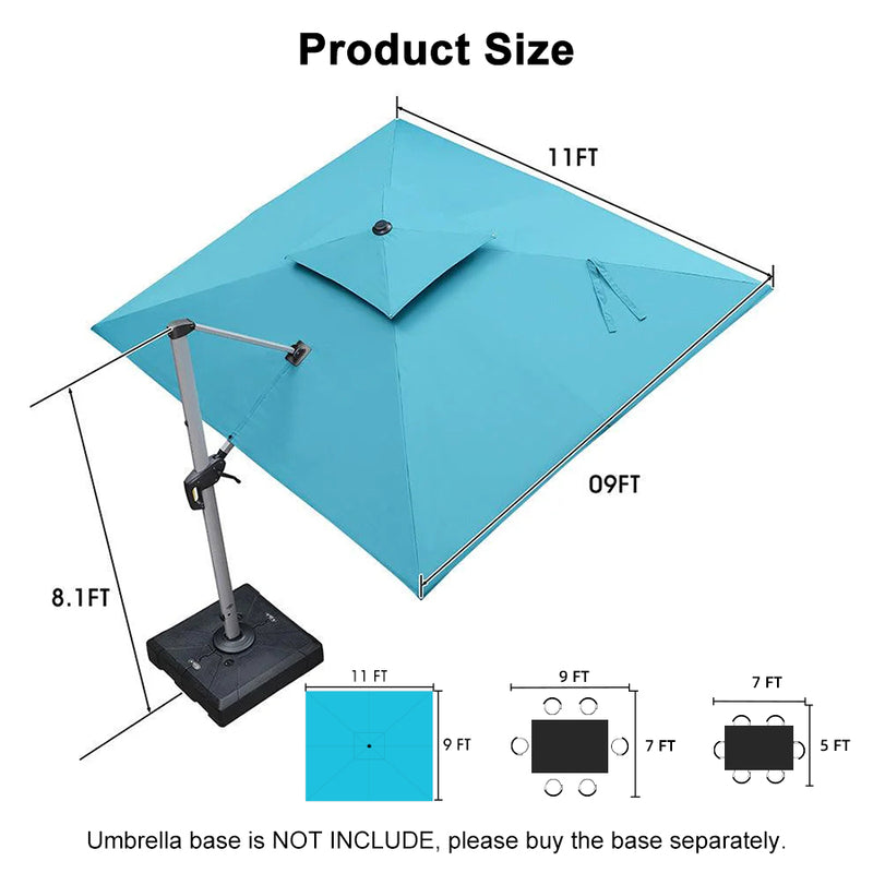 Clearance-PURPLE LEAF OPEN BOX Rectangular Large Outdoor Cantilever Umbrella for Garden, Pool