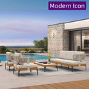 PURPLE LEAF Melben Light Grey Modular Outdoor Sectional with Cushions Flexible Layout for Outdoor Space
