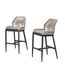 Clearance - PURPLE LEAF Patio Sunbrella Bar Stools Rattan Bar Aluminum Bar Stool Outdoor Barstools with Back and Cushion for Garden Kitchen Island