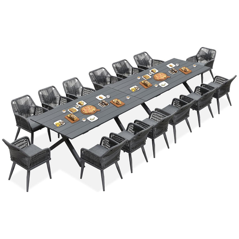 PURPLE LEAF 11/9/7 Pieces Outdoor Dining Set PE Rattan Outdoor Patio Furniture Set Grey