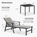 PURPLE LEAF Oversized Chaise Lounge Chair Outdoor Extra Wide Pool Lounge Chairs 5 Adjustable Position with Armrests and Side Table, Aluminum Patio Lounge Chair for Outside, Backyard, Pool