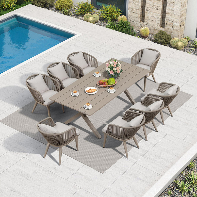PURPLE LEAF Patio Dining Sets Aluminum Frame and Handwoven Wicker Chairs Set for Garden Deck, Cushions and Pillows included