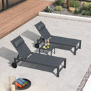 PURPLE LEAF Outdoor Lounge Chair Patio Chaise Pool Lounger Aluminum Frame with Side Table and Wheels for Outside Sunbathing Tanning Recliner Including Pillows