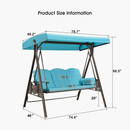 PURPLE LEAF 3-Seat Deluxe Outdoor Swing Patio Swing with Weather Resistant Steel Frame, Adjustable Tilt Canopy