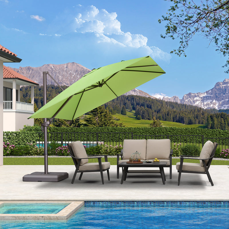 PURPLE LEAF Patio Cantilever Umbrella with Aluminum Offset Hanging for Pool Garden Deck