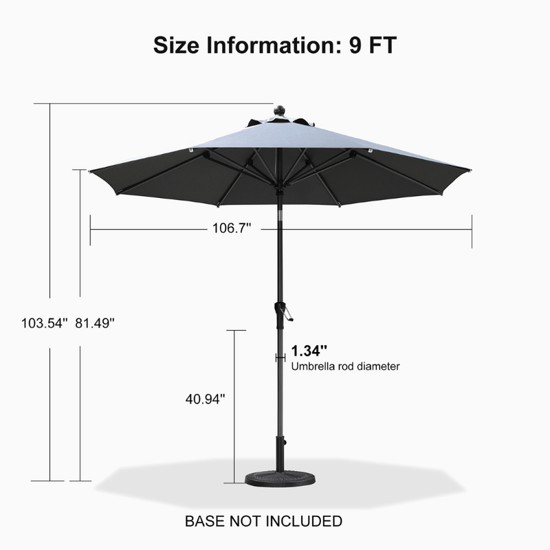 PURPLE LEAF Crank and Tilt Table Umbrella Outdoor Patio Market Umbrella with Visible Hand Crank System