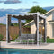 PURPLE LEAF Outdoor Retractable Pergola with Sun Shade Canopy Cover White Patio Metal Shelter for Garden With Curtains