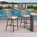 Clearance - PURPLE LEAF Patio Sunbrella Bar Stools Rattan Bar Aluminum Bar Stool Outdoor Barstools with Back and Cushion for Garden Kitchen Island