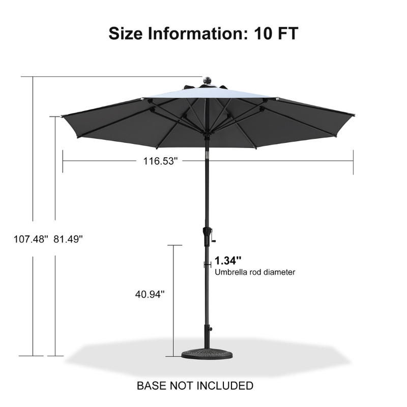 PURPLE LEAF Crank and Tilt Table Umbrella Outdoor Patio Market Umbrella with Visible Hand Crank System