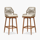 PURPLE LEAF Outdoor Swivel Counter Height Bar Stools Set of 2 Patio 360° Rotating All-Weather Wicker Stools with Back and Cushion for Outside Backyard Kitchen Bistro Garden Bar