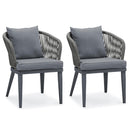 PURPLE LEAF Patio Dining Sets with Aluminum Frame Table & Handwoven Wicker Chairs Grey