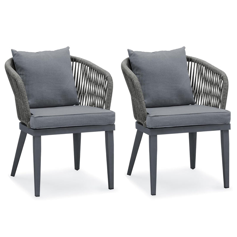 PURPLE LEAF Patio Dining Sets with Aluminum Frame Table & Handwoven Wicker Chairs Grey