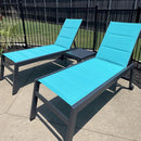 PURPLE LEAF Outdoor Aluminum Chaise Lounge Set of 3 with Wheels and Side Table for Outdoor Backyard Poolside