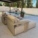 PURPLE LEAF Chaise Lounge Chair Modern Upholstered Outdoor Daybed with Armrest and Lumbar Pillow for Patio Poolside Sunbathing Deck
