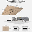 PURPLE LEAF Deluxe Aluminum Outdoor Patio Umbrella Square Cantilever Umbrellas