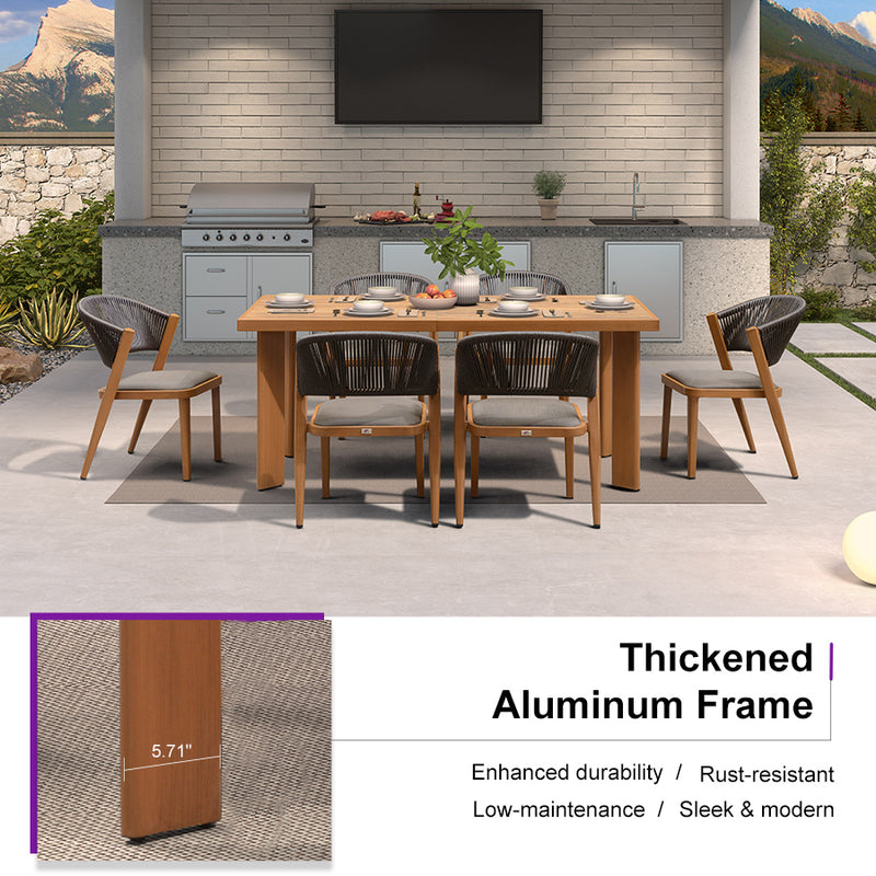 PURPLE LEAF 7 / 9 / 11 pcs Outdoor Dining Set Patio Dining Furniture for Lawn Backyard Deck Brown