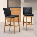 PURPLE LEAF Outdoor Counter Height Stools Set of 2, PU Leather Patio Bar Set with Aluminum Frame, Bar Chairs for Poolside, Garden, Kitchen Island