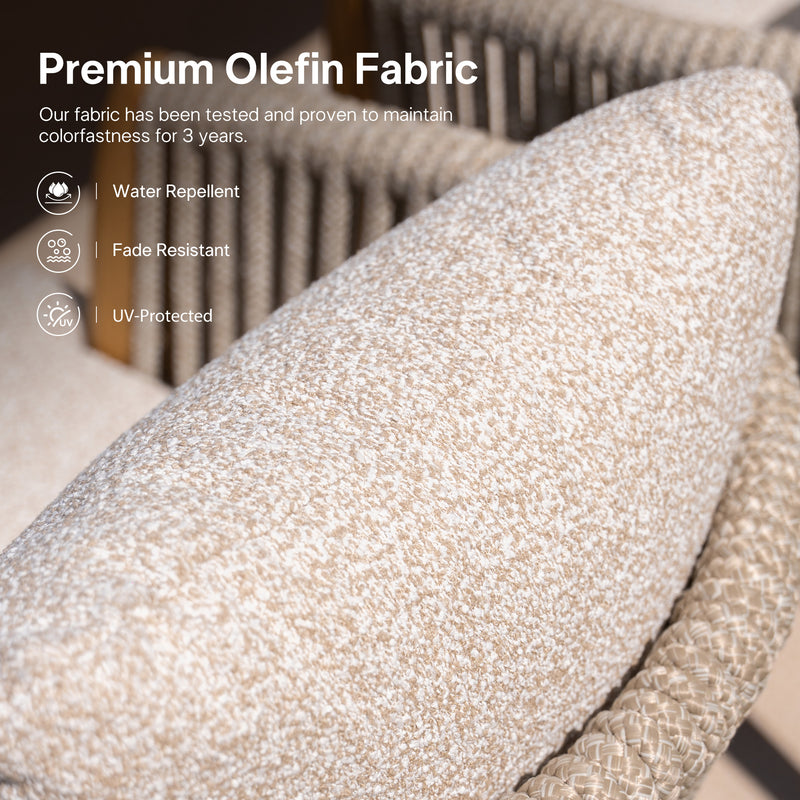 PURPLE LEAF Outdoor Dining Set for Family, Aluminum Outdoor Patio Table and Chairs Set with Olefin Cushions, Patio Furniture Set for Garden or Deck, Beige