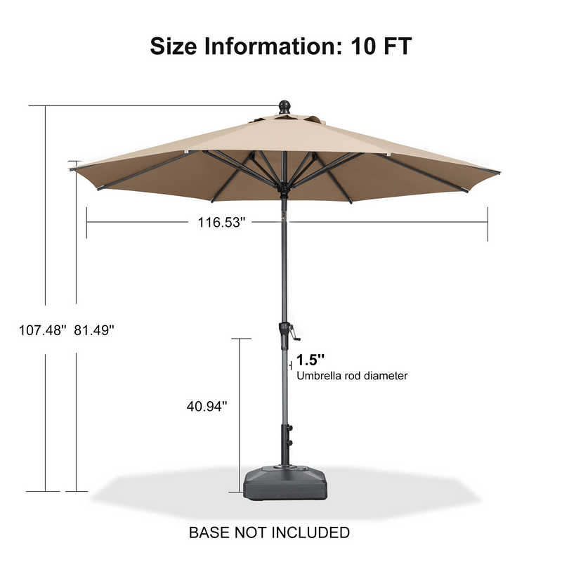 PURPLE LEAF Crank and Tilt Table Umbrella Outdoor Patio Market Umbrella with Visible Hand Crank System