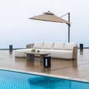 PURPLE LEAF Hailar L-Shaped Patio Conversation Set with Genuine Teak Cushions and Pillows Olefin Rope Backres Outdoor Couch Sets for Backyard Porch