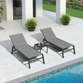 PURPLE LEAF Extra Large 2 Pieces Outdoor Aluminum Chaise Lounge Chair with Wheels