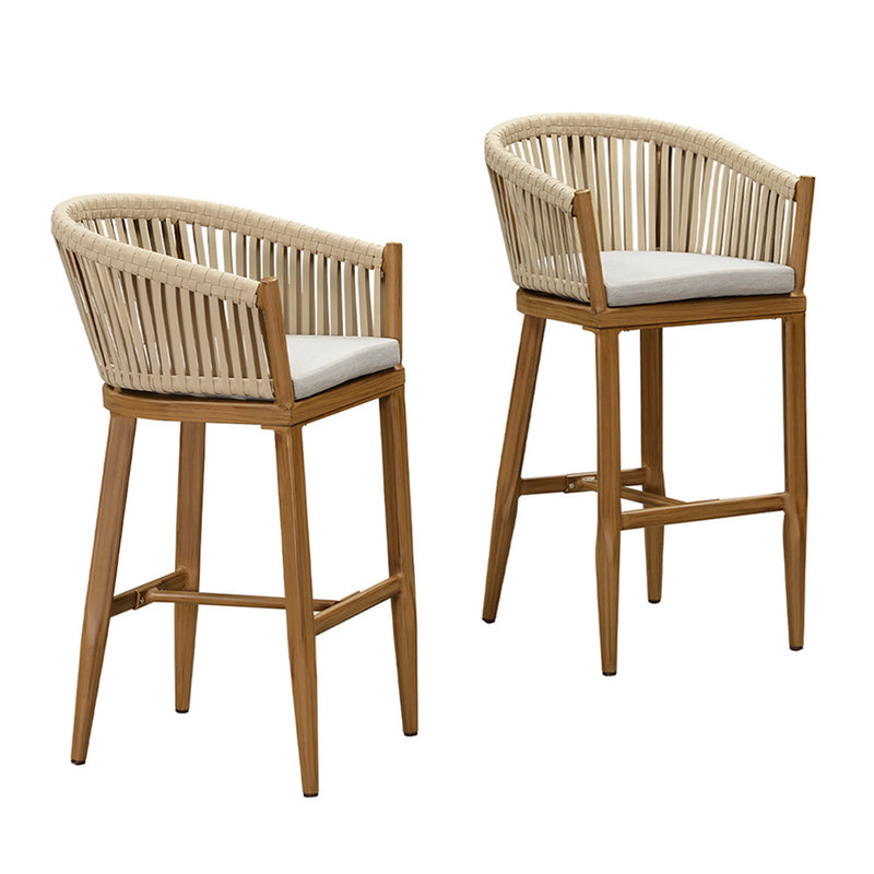 Open Box | Purple Leaf Counter Bar Stools Chair Set of 2, Modern Aluminum Wicker Bar Chair Indoor and Outdoor