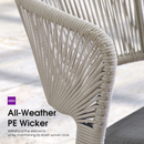 PURPLE LEAF Outdoor Bar Stools with Back, Iron Rattan Patio Bar Chairs with embedded Cushion, Garden Outside Bar Stools